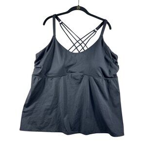 Torrid Women's Black Cross Strap Tankini Top Size 4 XL Nylon/Spandex Swimwear